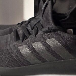 adidas Women's Black Athletic Shoes with Dark Gray Stripes